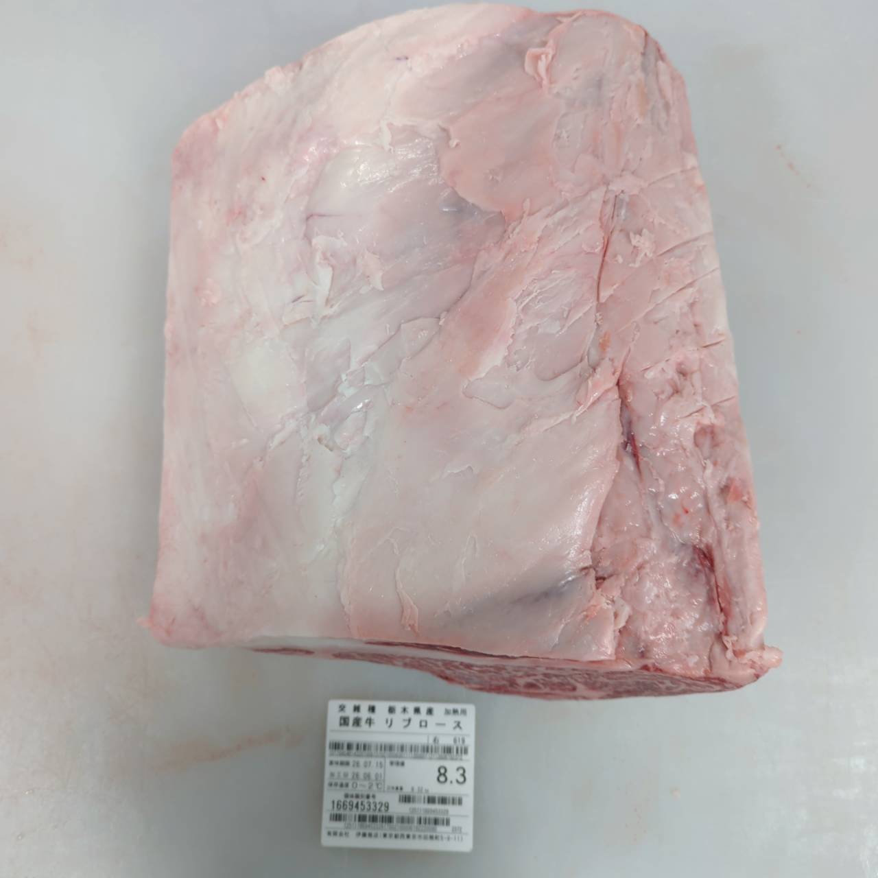 【新着】●冷凍 交雑牛リブロース （カブリ無し）　 栃木県産　8.3kg　619右　単価¥5600/kg 賞味期限2028/6月