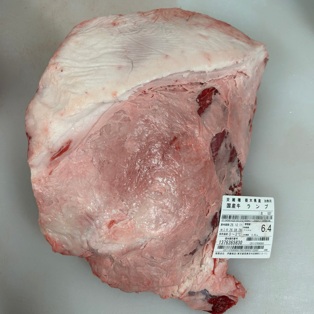 【写真現物】冷蔵 　国産交雑牛ランプ　 537左 6.4kg 　単価3,650/kg（税込）